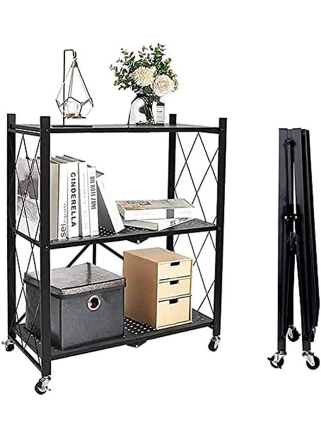 بلومنغ تايم رفوف سلكية بثلاث طبقات لتخزين المطبخ، وحدة رفوف معدنية بثلاث طبقات لتخزين المطبخ، لون أسود - Image 2