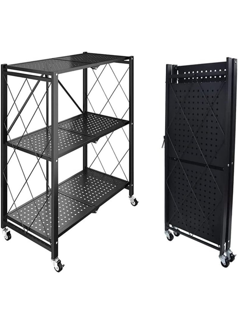 بلومنغ تايم رفوف سلكية بثلاث طبقات لتخزين المطبخ، وحدة رفوف معدنية بثلاث طبقات لتخزين المطبخ، لون أسود - Image 3