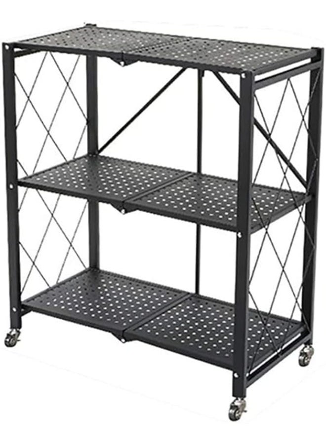 بلومنغ تايم رفوف سلكية بثلاث طبقات لتخزين المطبخ، وحدة رفوف معدنية بثلاث طبقات لتخزين المطبخ، لون أسود - Image 1