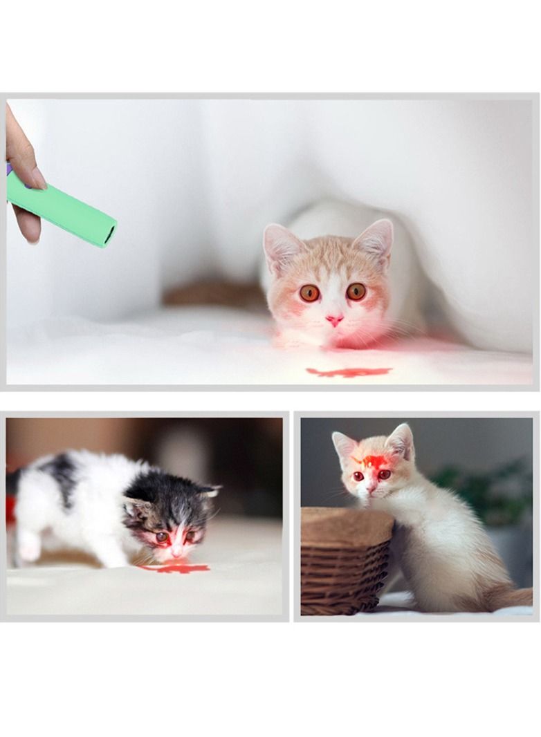 لعبة تفاعلية للقطط عصا مطاردة مع أنماط فئران وضوء إسقاط LED لتدريب القطط الصغيرة في الداخل والخارج، أزرق - Image 4