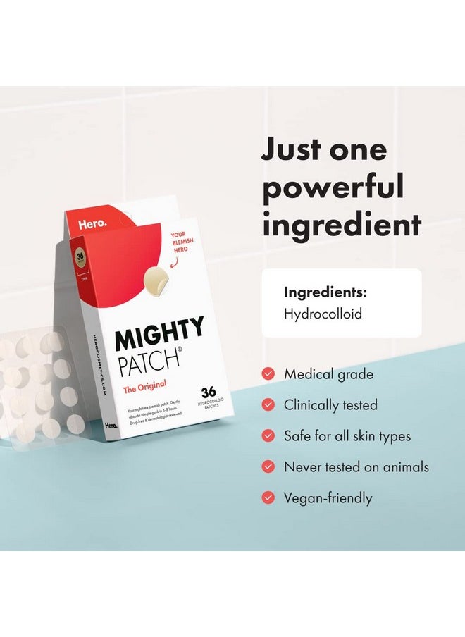 Mighty Patch - Mighty Patch™ Original patch from Hero Cosmetics - Hydrocolloid Acne Pimple Patch for Covering Zits and Blemishes in Face and Skin, Vegan-friendly and Not Tested on Animals (36 Count) - Image 1