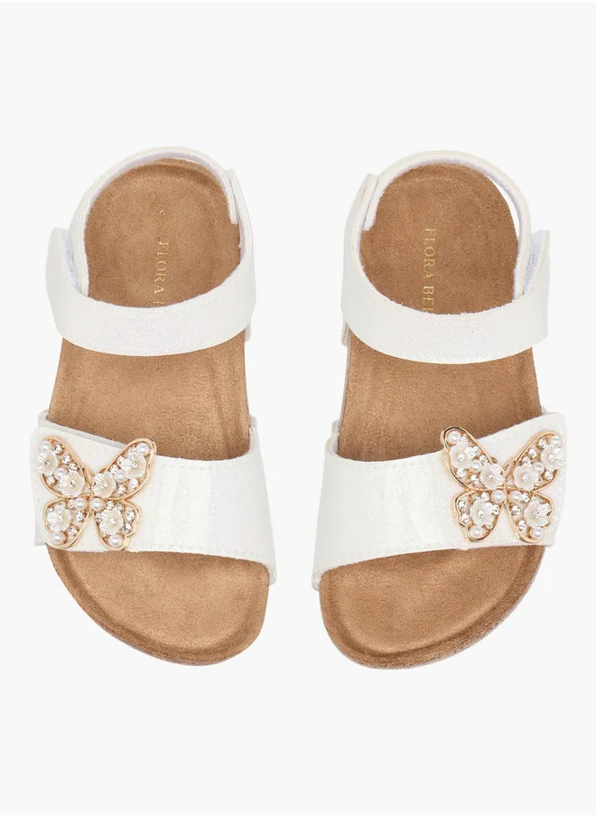 Flora Bella By Shoexpress Butterfly Accent Sandals with Hook and Loop Closure