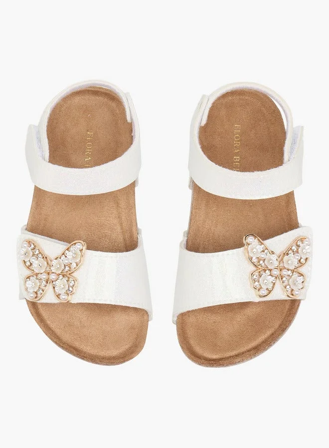 Flora Bella By Shoexpress Butterfly Accent Sandals with Hook and Loop Closure