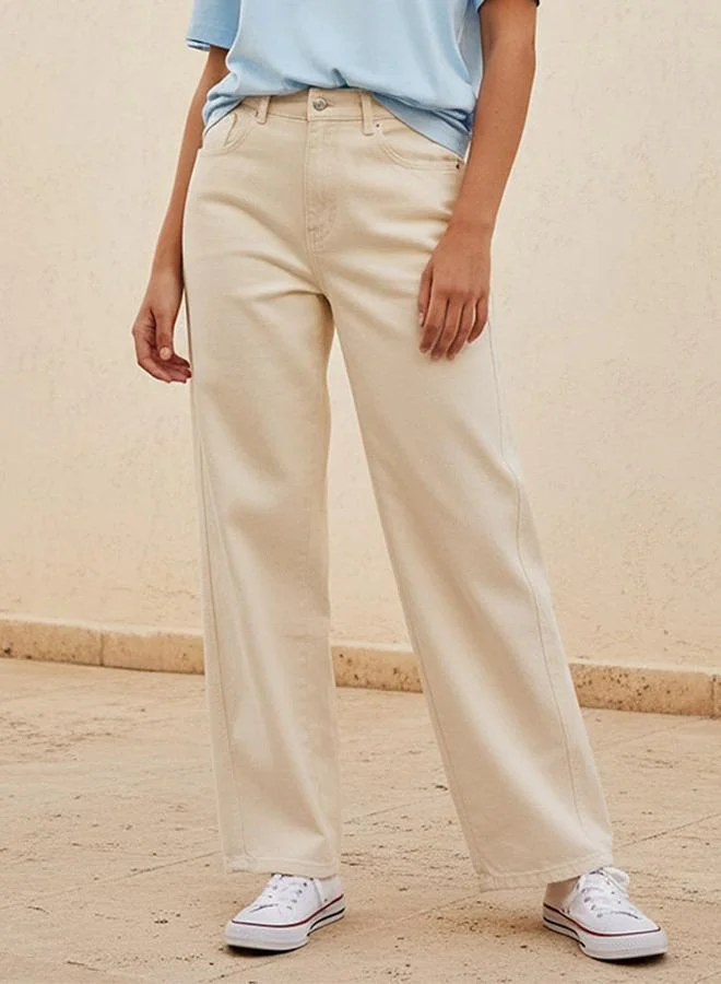 Denim Barrel Fit High Waist Jeans Cotton