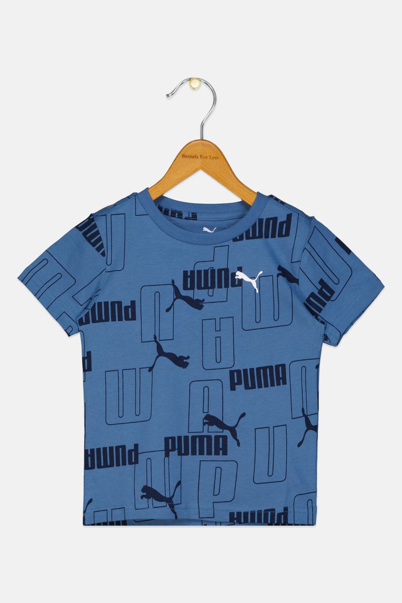 PUMA Kids Boy Allover Print Short Sleeve Outdoor Top, Multicolor - Image 3