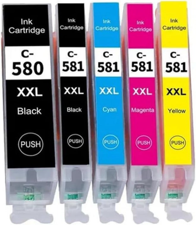 خرطوشة حبر بديلة لـ PGI-580XXL CLI-581XXL متوافقة مع PGI 580 XXL CLI 581 XXL PGI580 CLI581 (مجموعة واحدة)