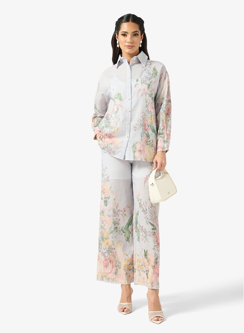 خزانة طقم بلوزة وبنطلون بطبعة زهور - Image 5