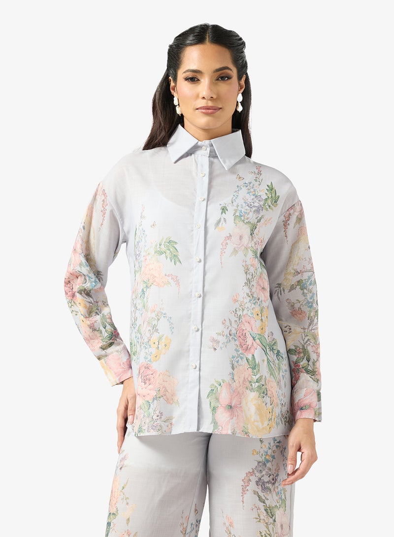 خزانة طقم بلوزة وبنطلون بطبعة زهور - Image 3