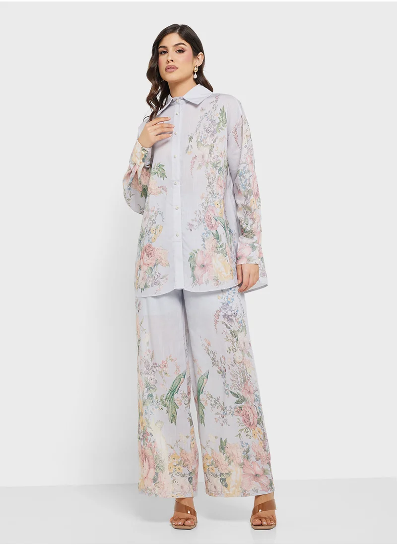 Khizana Floral Print Top & Pants Set