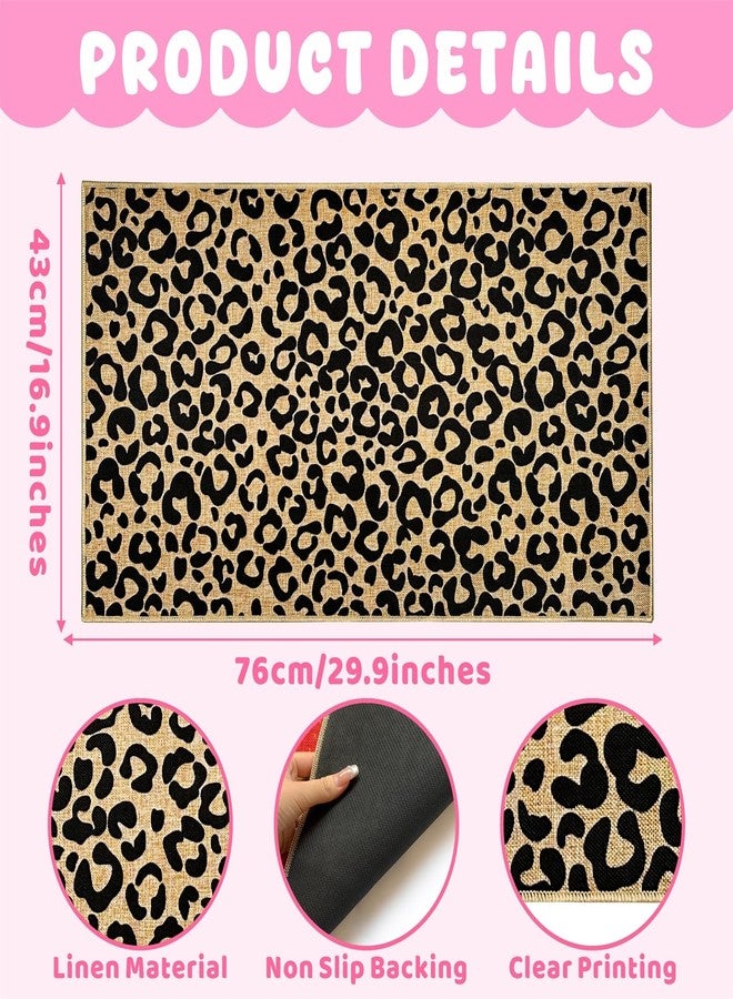 THEYGE Leopard Print Doormat Black Welcome Door Mat Outdoor Indoor Entrance Floor Mat Non-Slip Entryway Carpet for Entryway Hallway Porch Washable Inside Outside Doormat for Home Decor - Image 3