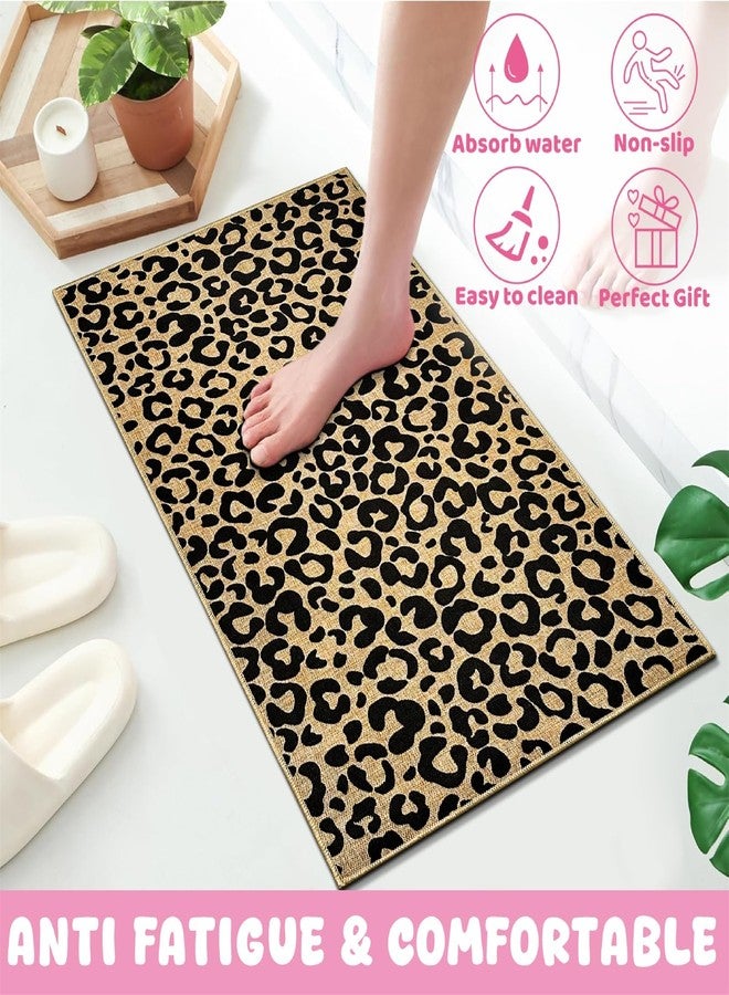 THEYGE Leopard Print Doormat Black Welcome Door Mat Outdoor Indoor Entrance Floor Mat Non-Slip Entryway Carpet for Entryway Hallway Porch Washable Inside Outside Doormat for Home Decor - Image 5