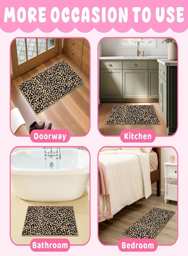 THEYGE Leopard Print Doormat Black Welcome Door Mat Outdoor Indoor Entrance Floor Mat Non-Slip Entryway Carpet for Entryway Hallway Porch Washable Inside Outside Doormat for Home Decor - Image 4