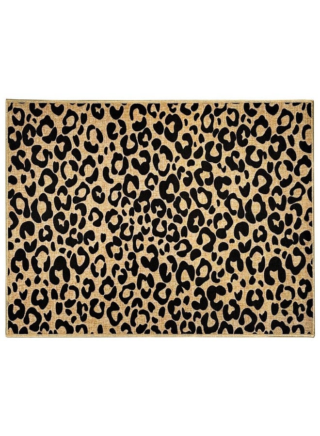 THEYGE Leopard Print Doormat Black Welcome Door Mat Outdoor Indoor Entrance Floor Mat Non-Slip Entryway Carpet for Entryway Hallway Porch Washable Inside Outside Doormat for Home Decor - Image 1