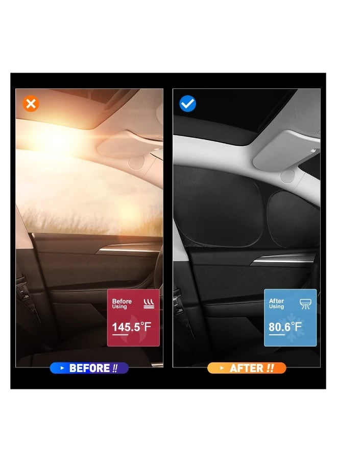 Generic - 8PCS Sunshade Set for Tesla Model Y, Full Range Whole Vehicle Windows Sun Shade Kit, Front u0026 Rear Windshield Triangular u0026 Side Windows Shade Foldable Insulation Cover for Model Y Accessories - Image 1