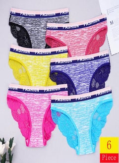 Eckek 6 Pcs Cotton Panties for Women Low Waist Lace Underpants Briefs M-XL Female Underwear Panty  - Image 2