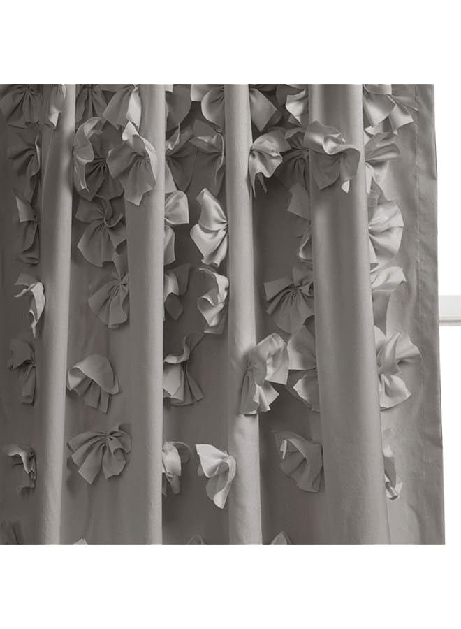 إيروريكس ستارة نافذة رايلي بتفاصيل فيونكة يدوية ساحرة أنيقة لتصفية الضوء لغرفة المعيشة أو غرفة الطعام أو غرفة النوم، 54 بوصة عرضًا × 84 بوصة طولاً، رمادية - Image 3