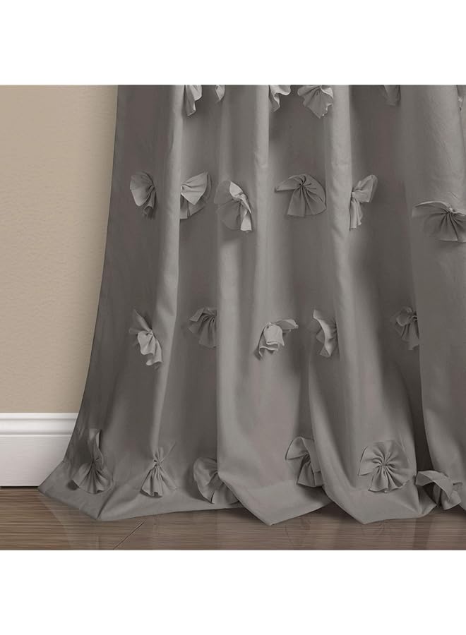 إيروريكس ستارة نافذة رايلي بتفاصيل فيونكة يدوية ساحرة أنيقة لتصفية الضوء لغرفة المعيشة أو غرفة الطعام أو غرفة النوم، 54 بوصة عرضًا × 84 بوصة طولاً، رمادية - Image 4