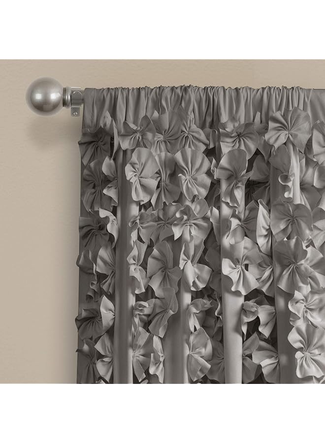 إيروريكس ستارة نافذة رايلي بتفاصيل فيونكة يدوية ساحرة أنيقة لتصفية الضوء لغرفة المعيشة أو غرفة الطعام أو غرفة النوم، 54 بوصة عرضًا × 84 بوصة طولاً، رمادية - Image 2