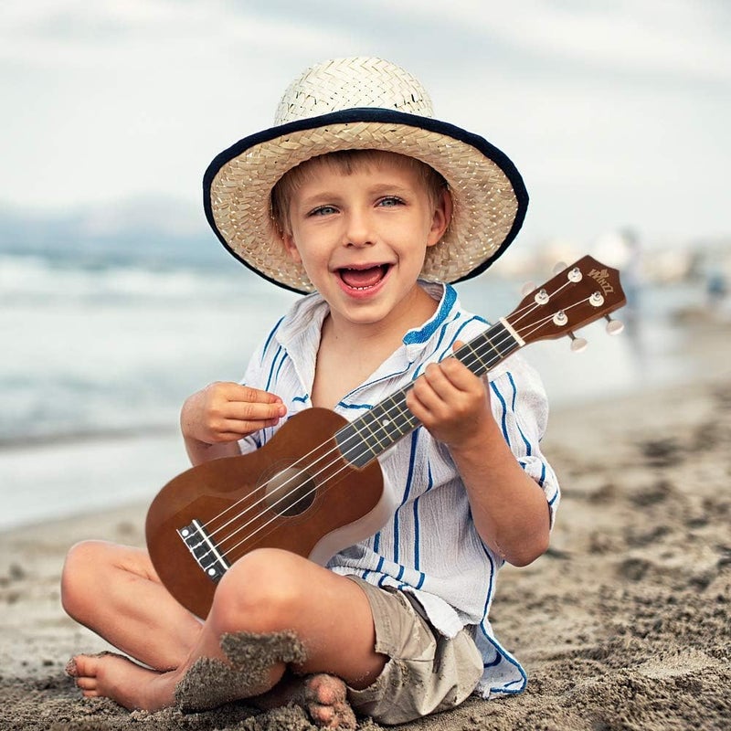 وينز مجموعة بدء تشغيل Winzz Soprano Ukulele للمبتدئين مع حقيبة، موالف قابل للتثبيت، أوتار إضافية، حزام، ريشة، ملصقات الحنق، بطاقة الأوتار، قطعة تلميع، بني - Image 2