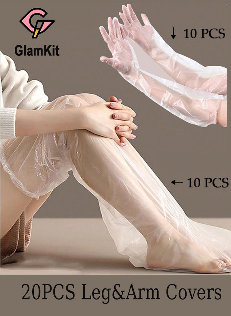 GlamKit 20PCS Disposable Leg Arm Covers, 10PCS Leg Foot Glove, 10PCS Arm Glove, Disposable and Waterproof Long Foot Masks, Thick Multi-purpose Hand Moisturizing Gloves, Suitable for Use in Spa, Daily Skin Care, Wellness Centers and Beauty Salons - Image 1