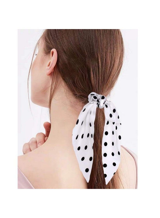 DINPREY 10 Pcs Chiffon Hair Scrunchies Elastic Hair Bands Hair Scarf Floral Scrunchie Scarf Hair Ties 2 In 1 Vintage Ponytail Holder Hair Accessories For Women Girls (10 Pcs Combinationa)  - Image 3