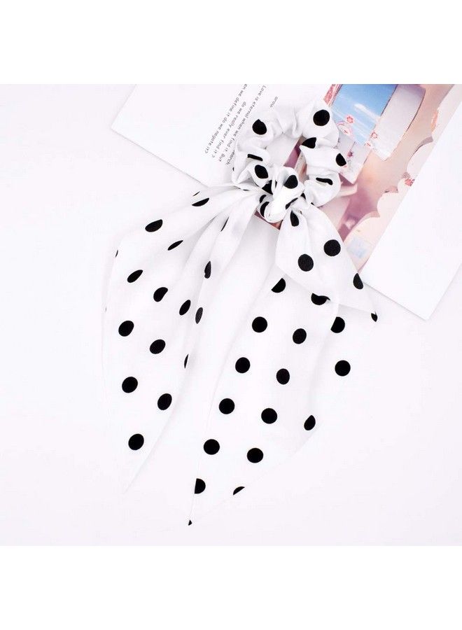 DINPREY 10 Pcs Chiffon Hair Scrunchies Elastic Hair Bands Hair Scarf Floral Scrunchie Scarf Hair Ties 2 In 1 Vintage Ponytail Holder Hair Accessories For Women Girls (10 Pcs Combinationa)  - Image 5