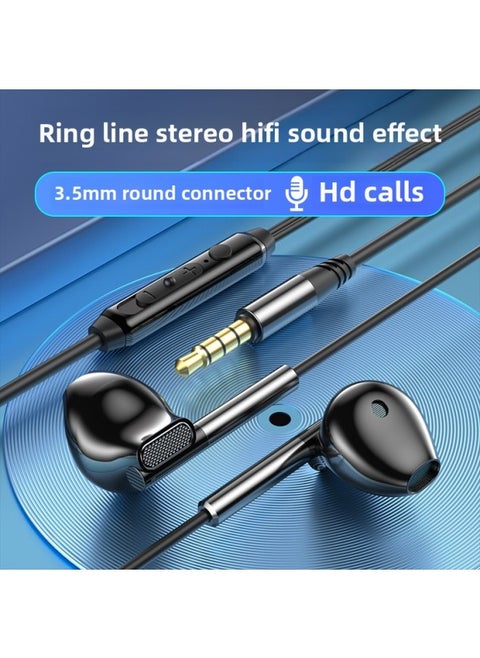 Wired Headset Semi-In-Ear Subwoofer With Mac Wire Control Game K Song Music Headset Type-c For Apple-Color:M55 3.5mm With Packaging Black