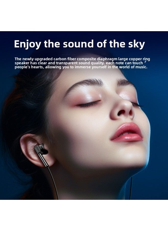 Wired Headset Semi-In-Ear Subwoofer With Mac Wire Control Game K Song Music Headset Type-c For Apple-Color:M55 3.5mm With Packaging Black