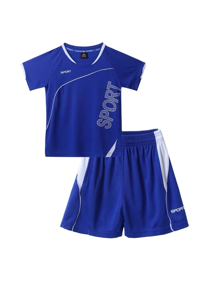 Generic Children's Boys Football Basketball Tracksuit Short Sleeve Sports Shirt with Training Shorts Sportswear Activewear 