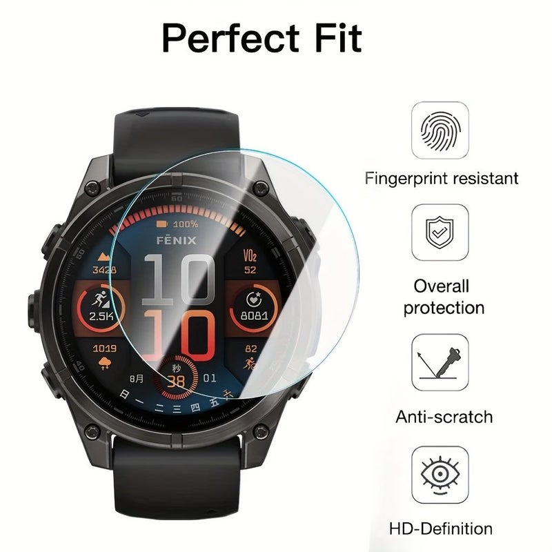 Screen Protector 9H Tempered Glass For Garmin Fenix 8 51mm Anti Scratch 5 Pack - Image 4