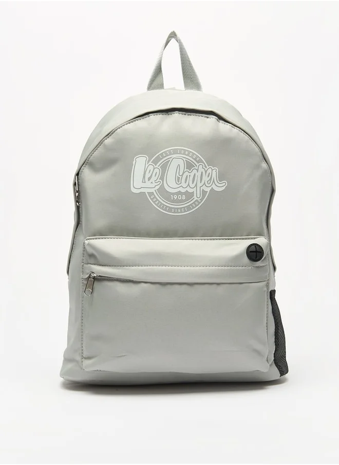 Lee Cooper Women Logo Print Backpack with Adjustable Straps and Zip Closure - 32x14x37 cm