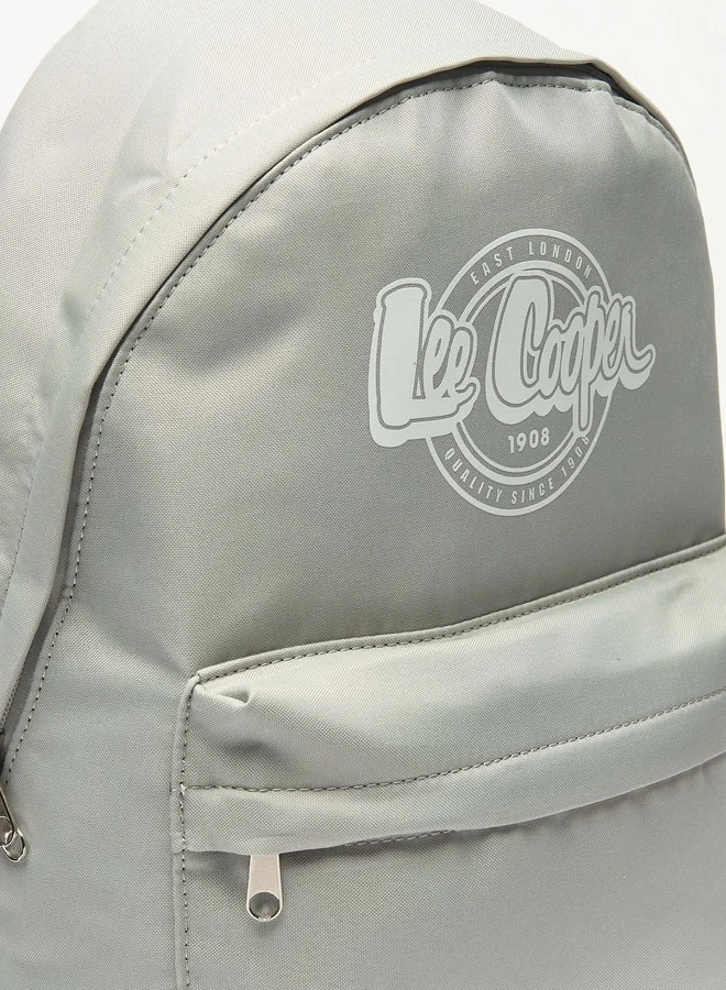 Lee Cooper Women Logo Print Backpack with Adjustable Straps and Zip Closure - 32x14x37 cm