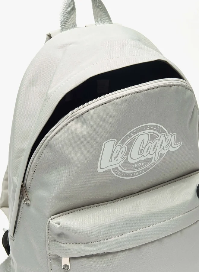 Lee Cooper Women Logo Print Backpack with Adjustable Straps and Zip Closure - 32x14x37 cm