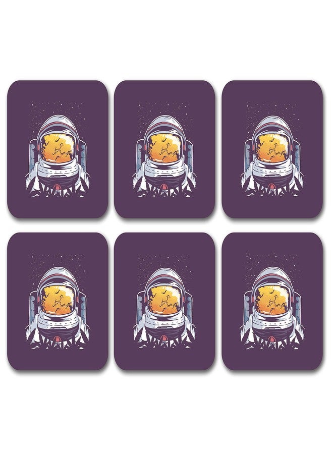Tinywalk Astronaut Coaster Wooden Printed Coaster Square (3.5X3.5) inch Set of 6 Pieces - Image 1