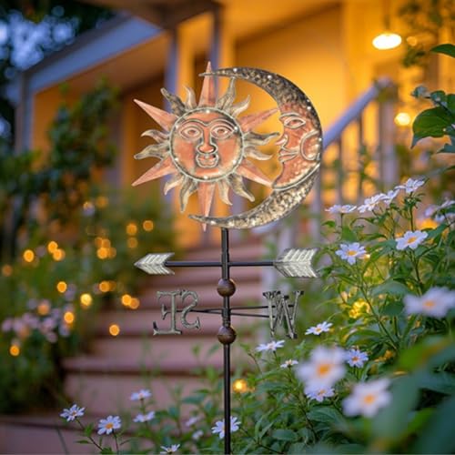 TERESA'S COLLECTIONS TERESAS COLLECTIONS Sun Moon Face Solar Outdoor Lights Metal Decorative Stake Weathervane Garden Decor for Outside Yard Decorations Outdoor Lawn Ornaments for Porch Decor Gifts for Mom 34 - Image 3