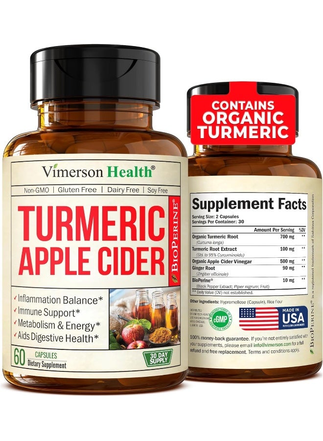 Vimerson Health Turmeric Apple Cider Vinegar Supplement with Ginger and Bioperine - Image 1