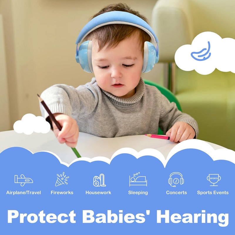 Hocazor HZ002 Baby Ear Protection, Noise Cancelling Headphones for Babies and Toddler 3 Months up to 24 Months, Baby Earmuffs for Fireworks, Sleeping, Concerts, Plane - Blue - Image 5