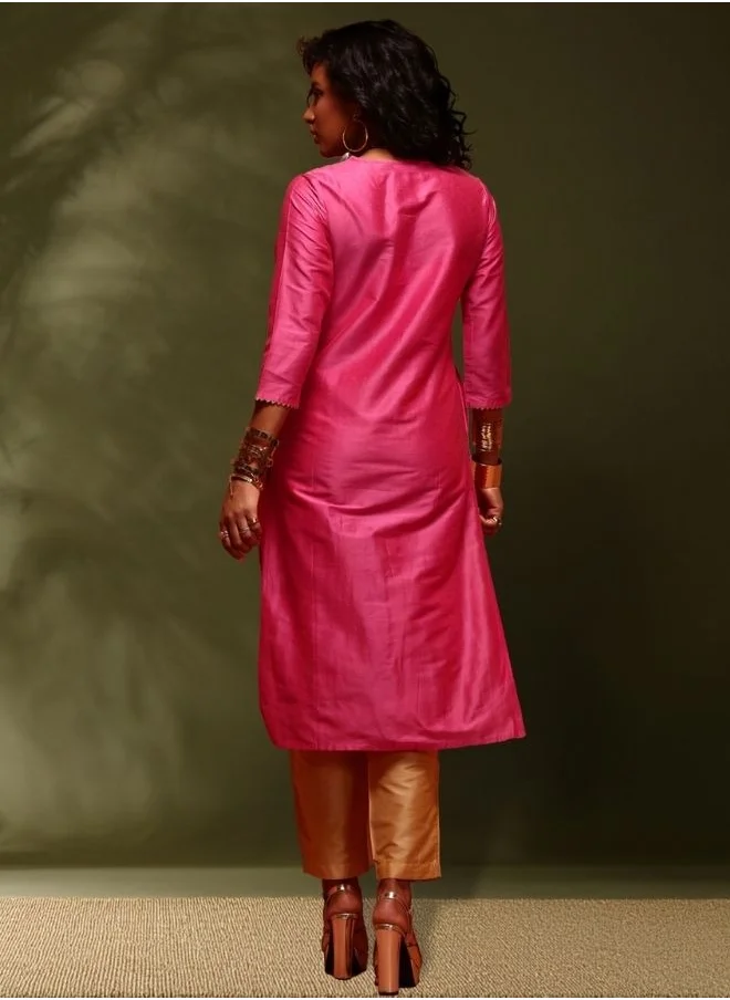 أبهشتي Embroidered kurta-pink