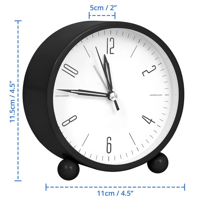 PANKTI BatteryOperated 4 inch Super Silent NonTicking Small Clock with Night Light Analog Alarm Clock with Simple Design for Bedroom Bedside and DeskAnalogBlack Black - Image 2