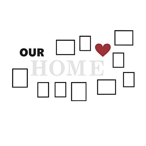 RANDOM Photo Frame For Wall Set of 10 3D Collage photo frames with OUR HOME & HEART Plaque For Home Decoration, Wall Decor (8"X10"=5pcs,6"x8"=5pcs) - Image 3