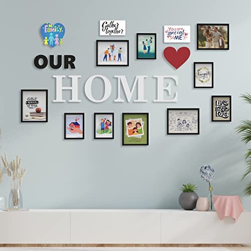 RANDOM Photo Frame For Wall Set of 10 3D Collage photo frames with OUR HOME & HEART Plaque For Home Decoration, Wall Decor (8"X10"=5pcs,6"x8"=5pcs) - Image 2