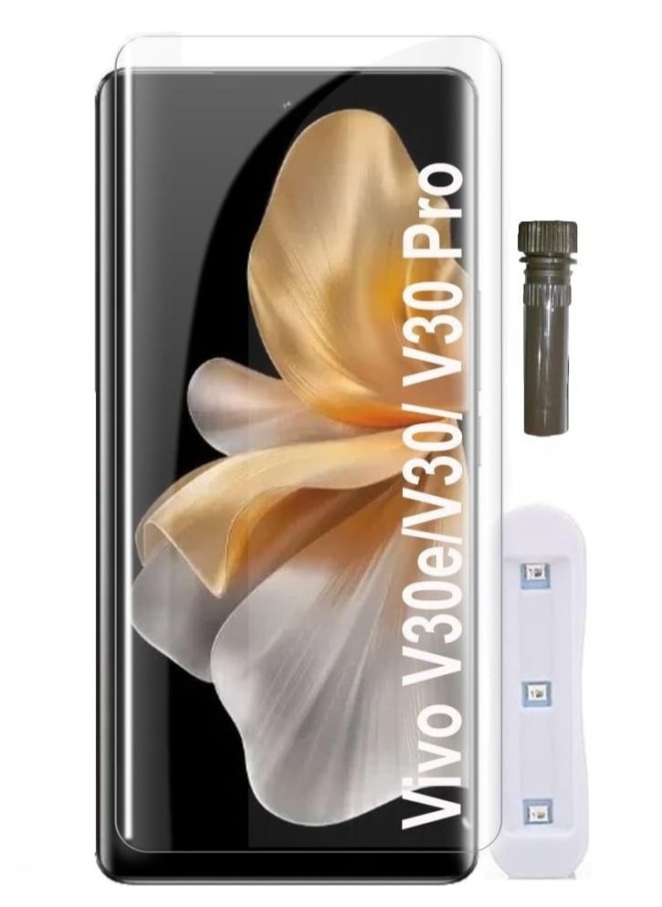 Generic Full Glass Screen Protector For Vivo V30 /V30e/ V30 Pro 5G UV Tempered Glass Full Glue Cover Screen Protector For Fingerprint Unlock Screen Glass Film  - Image 1