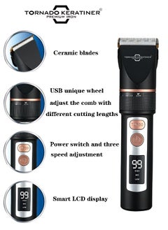 Tornado Keratiner 8-in-1 Mens Grooming Kit with Trimmer for Beard, Body, and Face, Cordless Hair Clippers Electric Black  - Image 3
