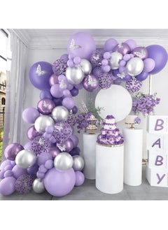 Y&D Party Decorations, 140 Pcs Butterfly Birthday Decorations Set, Purple Balloons Arch Garland Kit, Supplies Banners, Confetti Foil for Girl  - Image 1