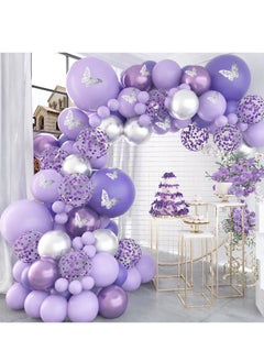 Y&D Party Decorations, 140 Pcs Butterfly Birthday Decorations Set, Purple Balloons Arch Garland Kit, Supplies Banners, Confetti Foil for Girl  - Image 2