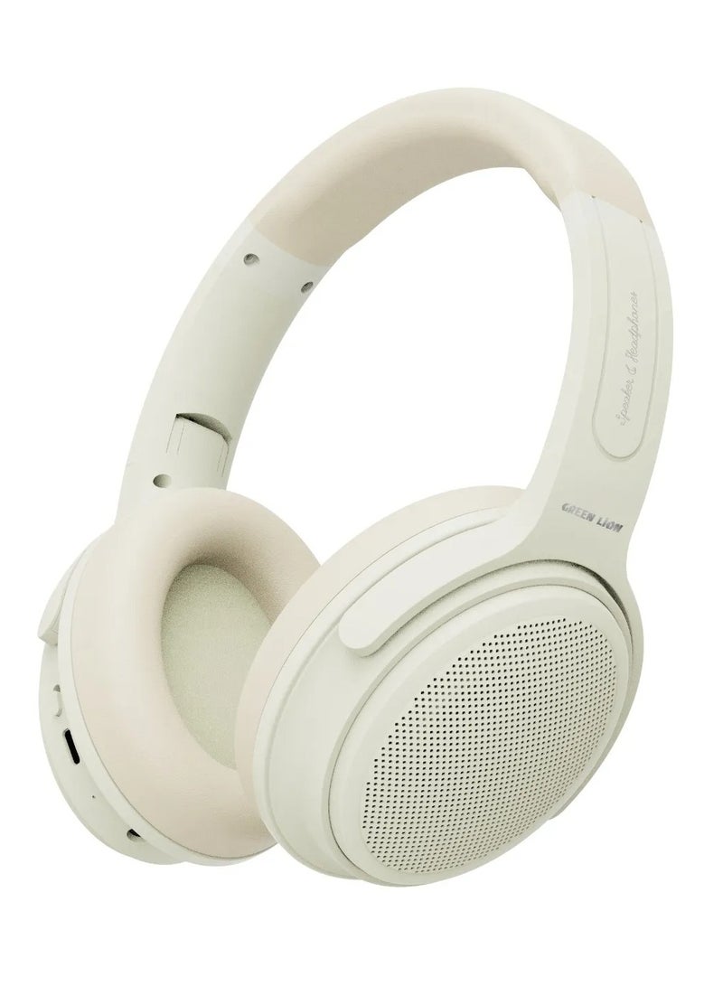 GREEN LION SOUNDFLEX 2-in-1 Headphones and Speaker / Wireless on Ear Headphones / Headphone Playtime: 30-40 Hrs / Speaker Playtime: 10 Hrs / Pure Bass / Foldable Design - Cream - Image 1