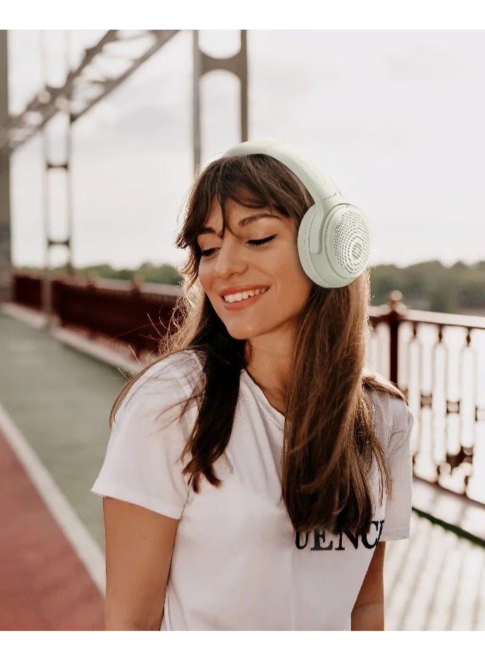 GREEN LION SOUNDFLEX 2-in-1 Headphones and Speaker / Wireless on Ear Headphones / Headphone Playtime: 30-40 Hrs / Speaker Playtime: 10 Hrs / Pure Bass / Foldable Design - Cream - Image 2