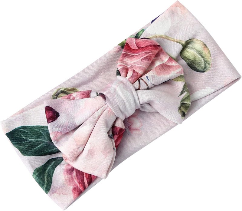 Galabloomer Newborn Receiving Blanket Headband Set Baby Flower Rose Swaddle with Big Bow (Nostalgia Rose) - Image 4