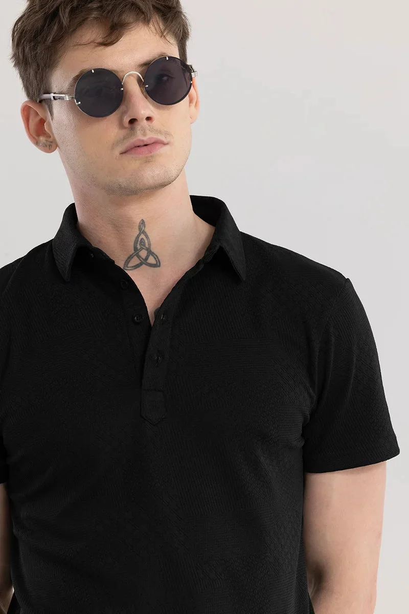 Snitch Black Meteor Black Polo T-Shirt for Men | Best Price UAE