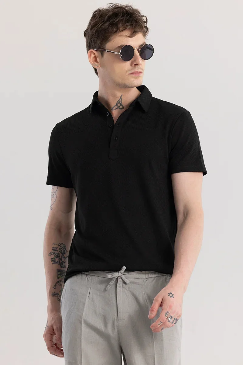 Snitch Black Meteor Black Polo T-Shirt for Men | Best Price UAE
